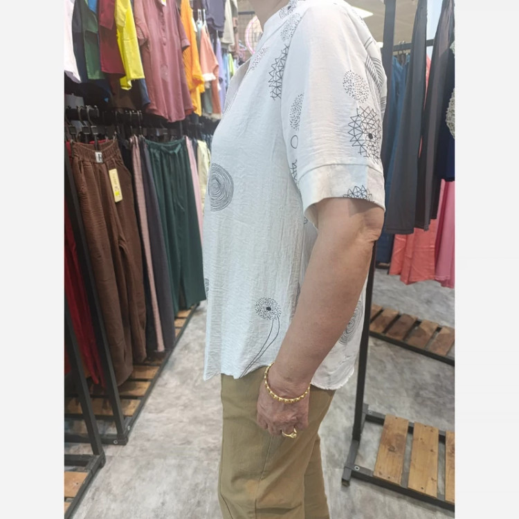 بلوز نخی آستین کوتاه بدون آبرفت وارزان