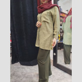 مانتو زنانه بلند نخی خنک جیب جلو