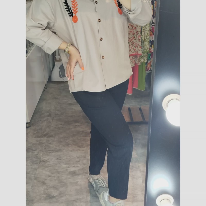 شومیز زنانه تابستانه کتان گلدوزی