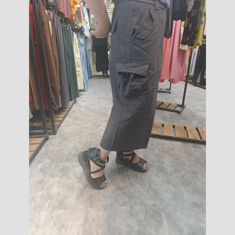دامن زنانه کارگو کتان کوتاه وخفن